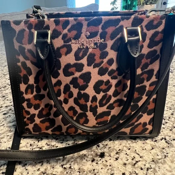 Kate Spade Leopard Print Satchel - Black and Brown - Picture 2 of 6